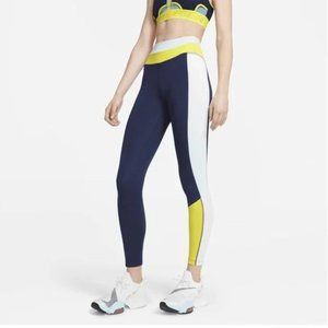 Nike One Mid Rise 7/8 Color block Legging in Midnight Navy & Glacier - Small